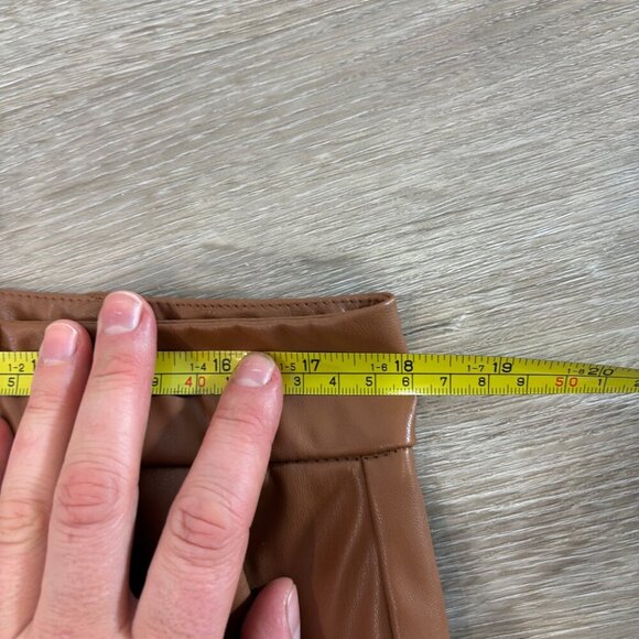 Shein Faux Leather Brown Straight Leg High Waist Pants sz L - Picture 9 of 10